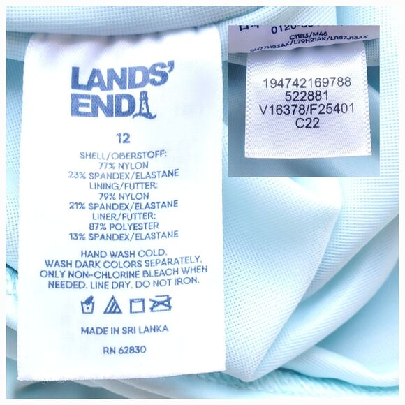 Lands End Tummy Control Swim Skirt Size 12 Mint Sea Green Bottoms Brief Skort - Picture 3 of 7